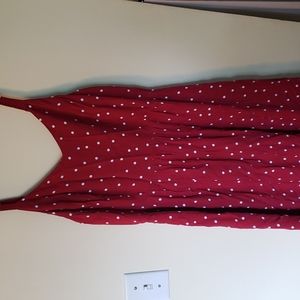 Maroon and white polka-dot Midi dress